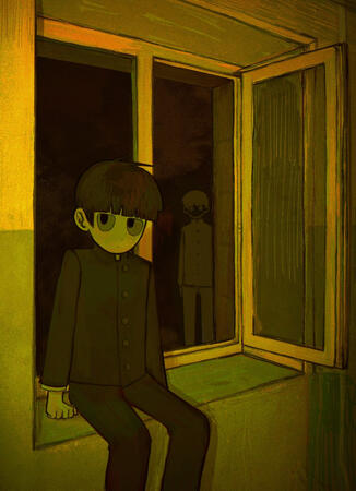 mob and shigeo windowsill print