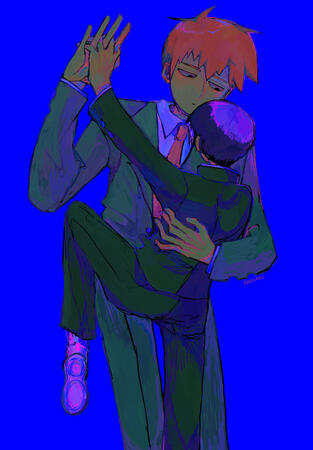 mob and reigen death waltz print