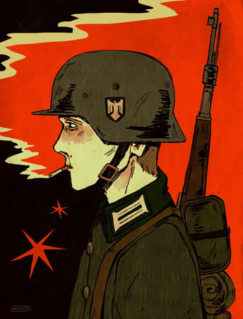 ludwig red flare print